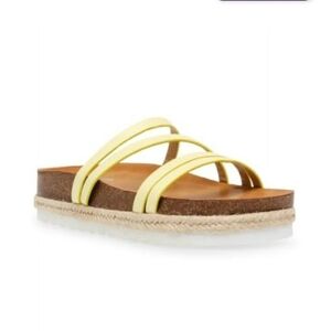Dolce Vita Yellow Triple-Strap Espadrille Slide Sandals